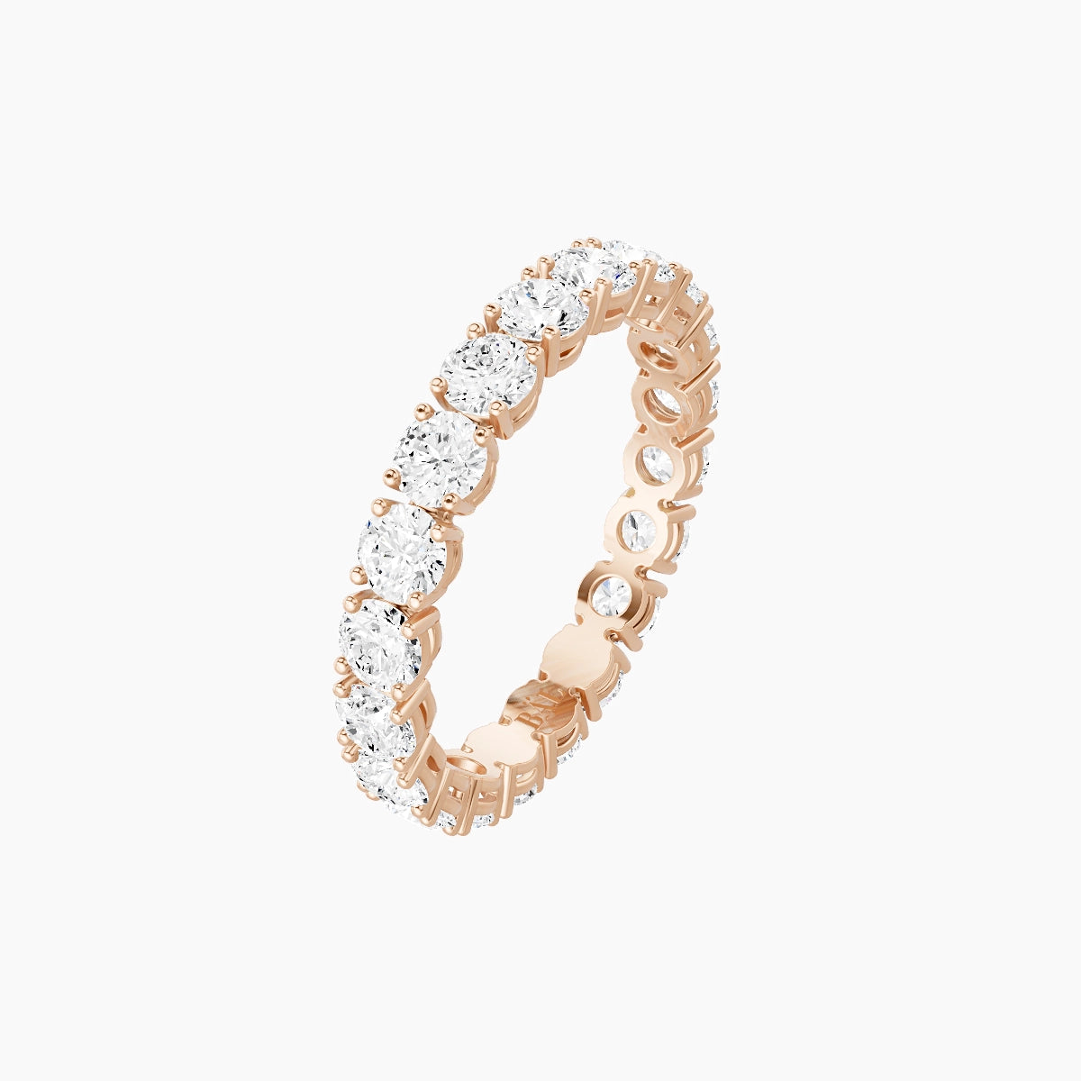 Eternity Ring | 18k Rose Gold 3 mm Round White Lab Diamond with 4 Prongs
