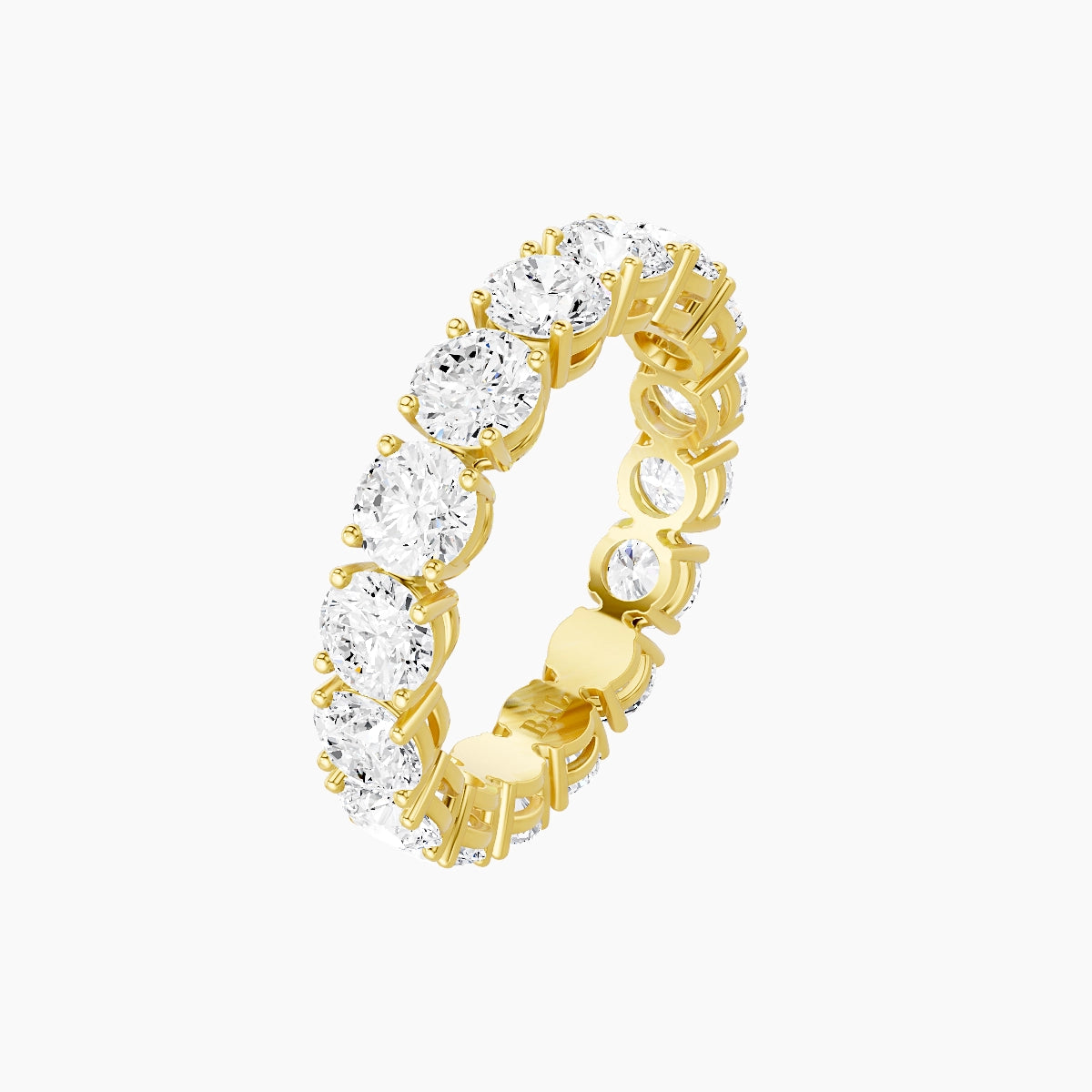 Eternity Ring | 18k Yellow Gold 4 mm Round White Lab Diamond with 4 Prongs