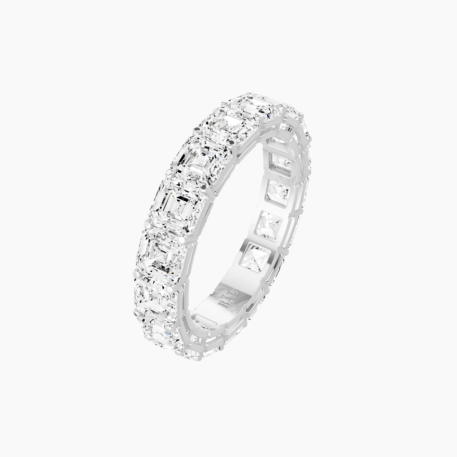 Eternity Ring | 18k White Gold 3.75 x 3.75 mm Asscher White Lab Diamond with Shared Prongs