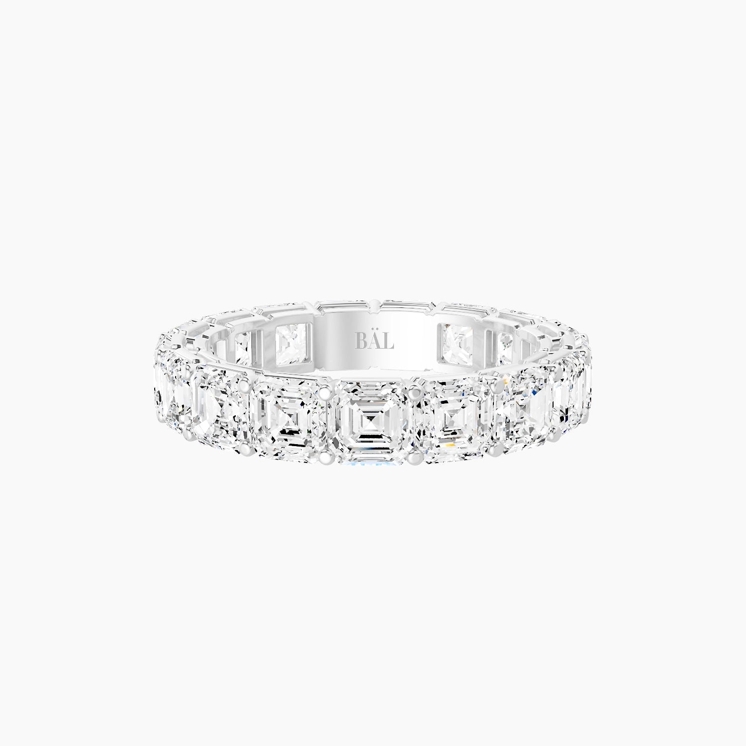 Eternity Ring | 18k White Gold 3.75 x 3.75 mm Asscher White Lab Diamond with Shared Prongs