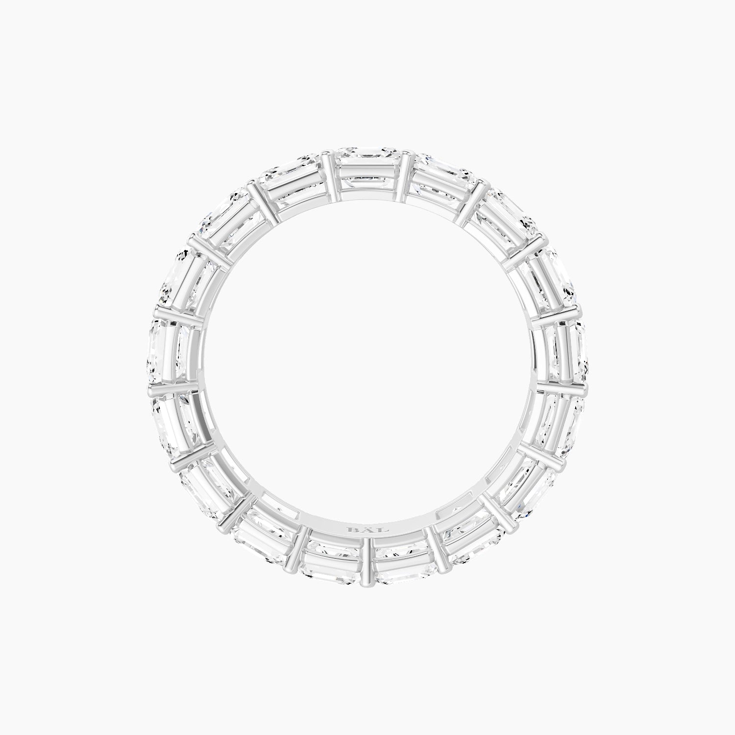 Eternity Ring | 18k White Gold 3.75 x 3.75 mm Asscher White Lab Diamond with Shared Prongs