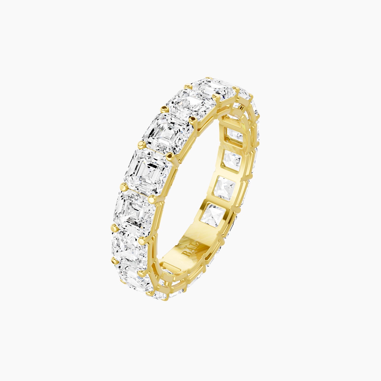 Eternity Ring | 18k Yellow Gold 3.75 x 3.75 mm Asscher White Lab Diamond with Shared Prongs