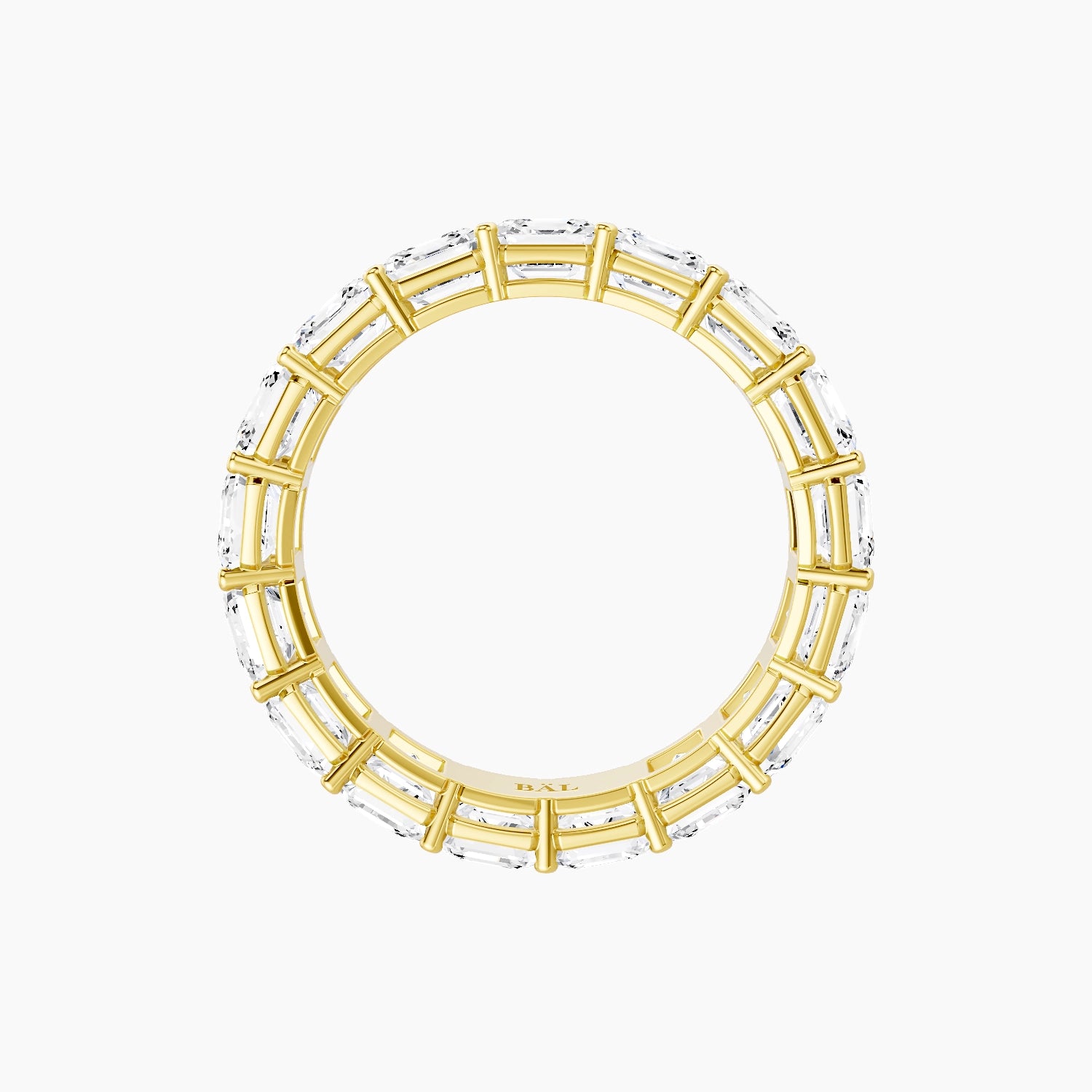 Eternity Ring | 18k Yellow Gold 3.75 x 3.75 mm Asscher White Lab Diamond with Shared Prongs