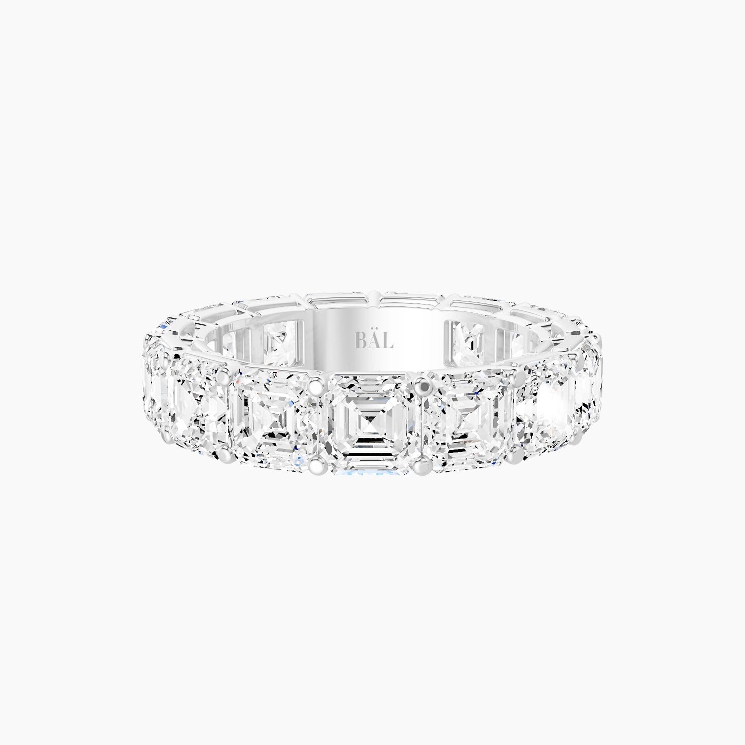 Eternity Ring | 18k White Gold 4.45 x 4.45 mm Asscher White Lab Diamond with Shared Prongs