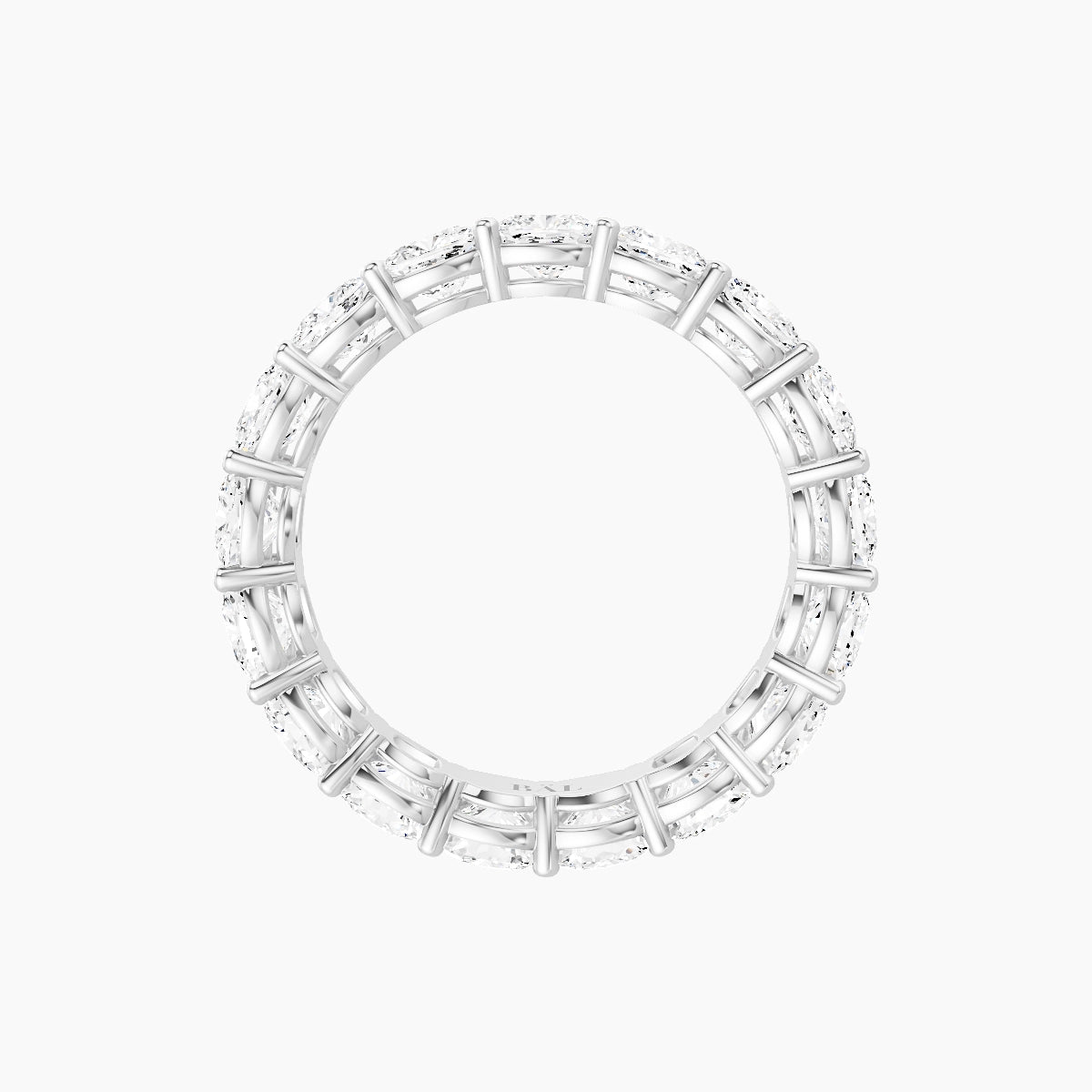 Eternity Ring | 18k White Gold 3.8 x 3.8 mm Square Cushion White Lab Diamond with Shared Prongs