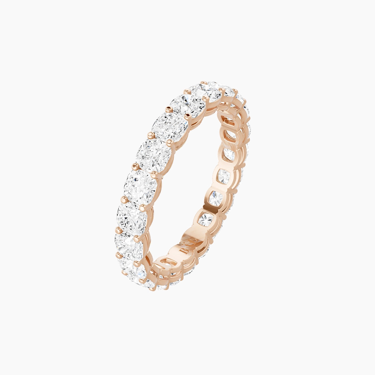 Eternity Ring | 18k Rose Gold 3 x 3 mm Square Cushion White Lab Diamond with Shared Prongs