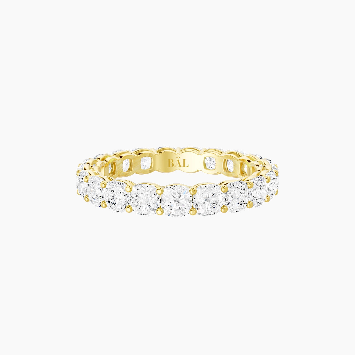 Eternity Ring | 18k Yellow Gold 3 x 3 mm Square Cushion White Lab Diamond with Shared Prongs
