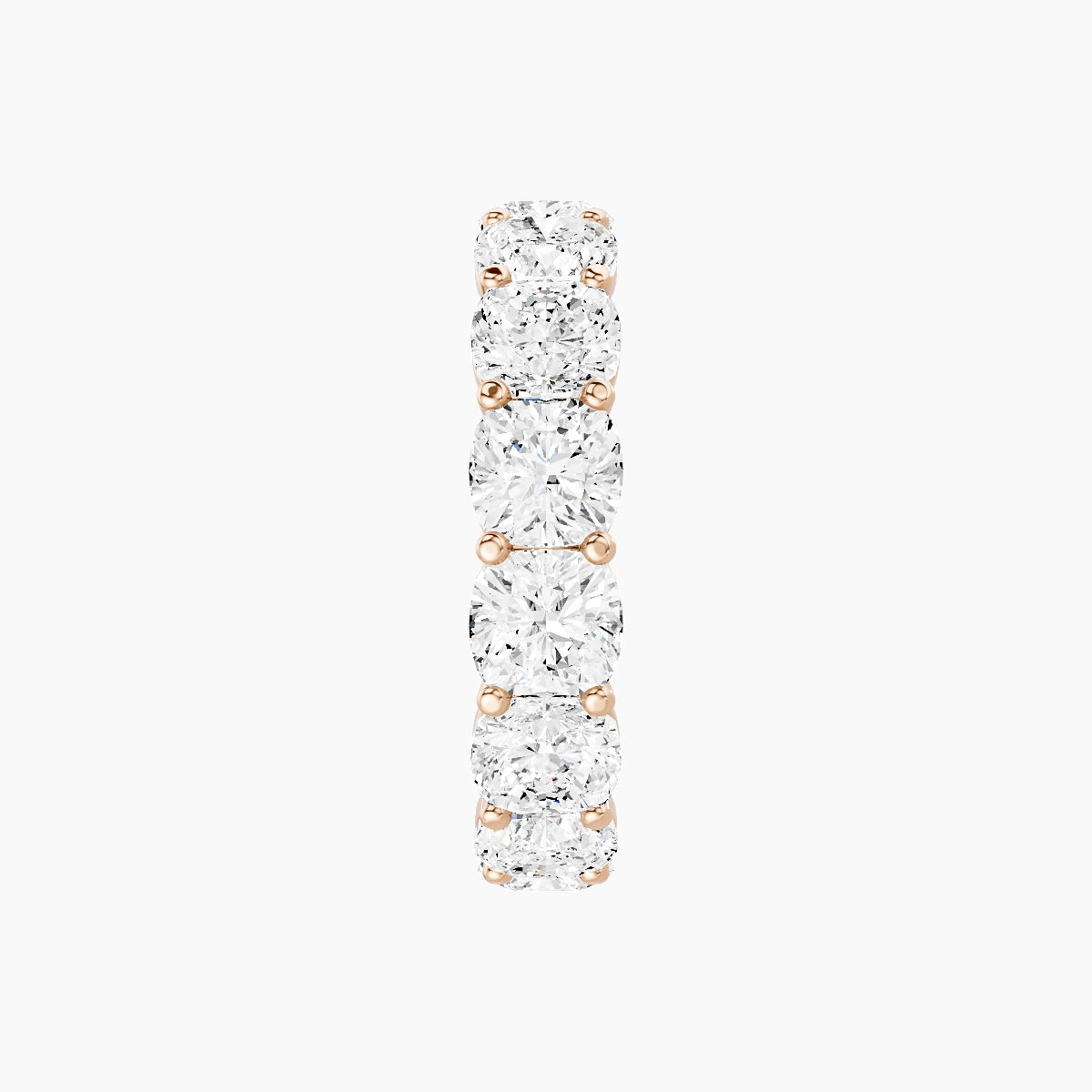 Eternity Ring | 18k Rose Gold 4.5 x 4.5 mm Square Cushion White Lab Diamond with Shared Prongs