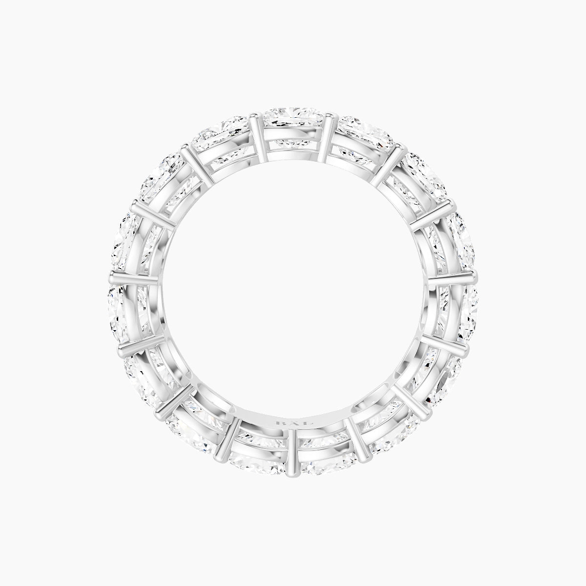Eternity Ring | 18k White Gold 4.5 x 4.5 mm Square Cushion White Lab Diamond with Shared Prongs