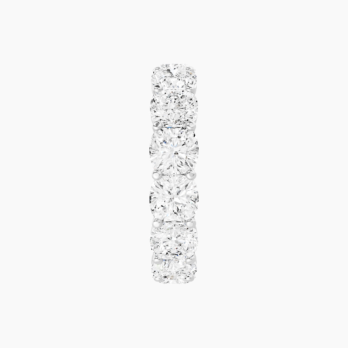 Eternity Ring | 18k White Gold 4.5 x 4.5 mm Square Cushion White Lab Diamond with Shared Prongs