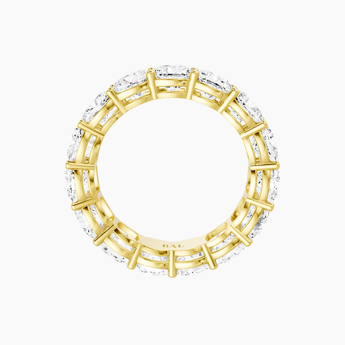 Eternity Ring | 18k Yellow Gold 4.5 x 4.5 mm Square Cushion White Lab Diamond with Shared Prongs