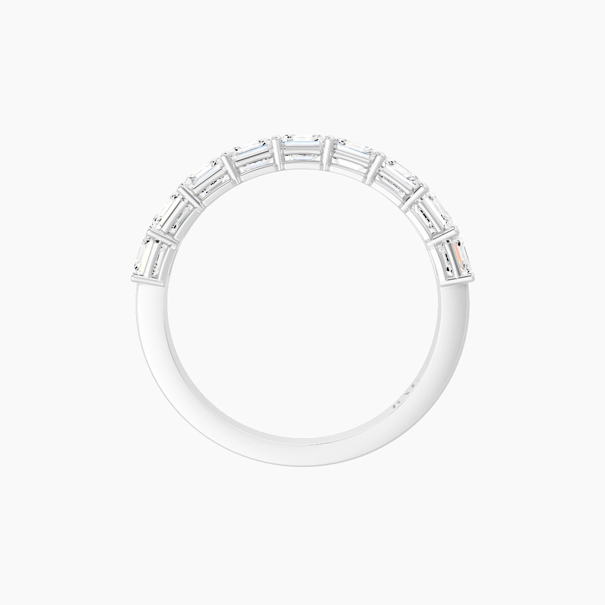 Half Eternity Ring | 18k White Gold 3 x 3 mm Asscher White Lab Diamond with Shared Prongs