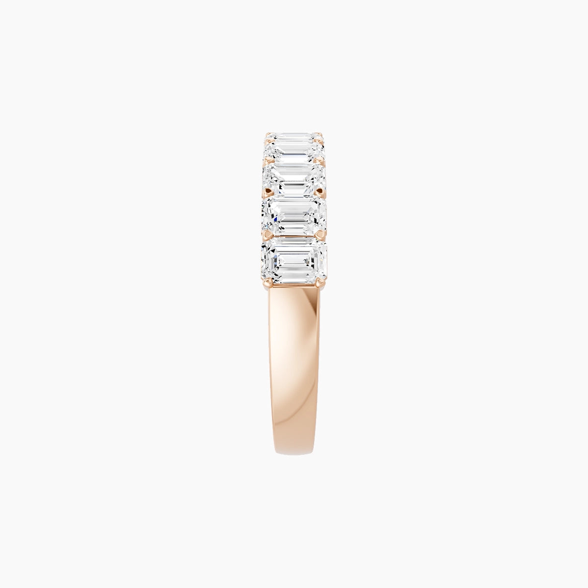Half Eternity with Shared Prongs Ring | 18k Rose Gold 3.6 x 2.6 mm Emerald White Lab Diamond