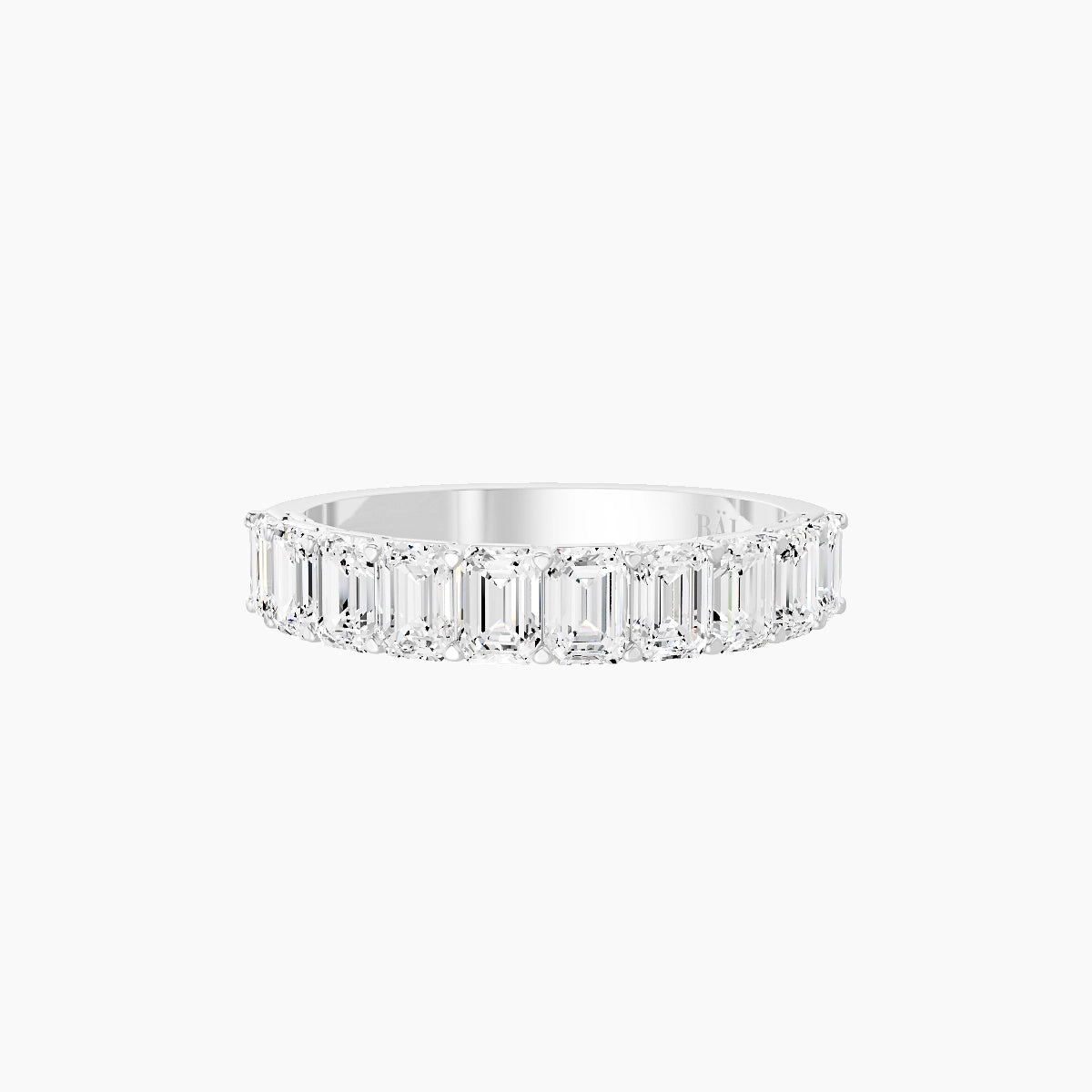 Half Eternity with Shared Prongs Ring | 18k White Gold 3.6 x 2.6 mm Emerald White Lab Diamond