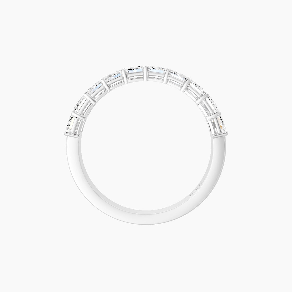 Half Eternity with Shared Prongs Ring | 18k White Gold 3.6 x 2.6 mm Emerald White Lab Diamond