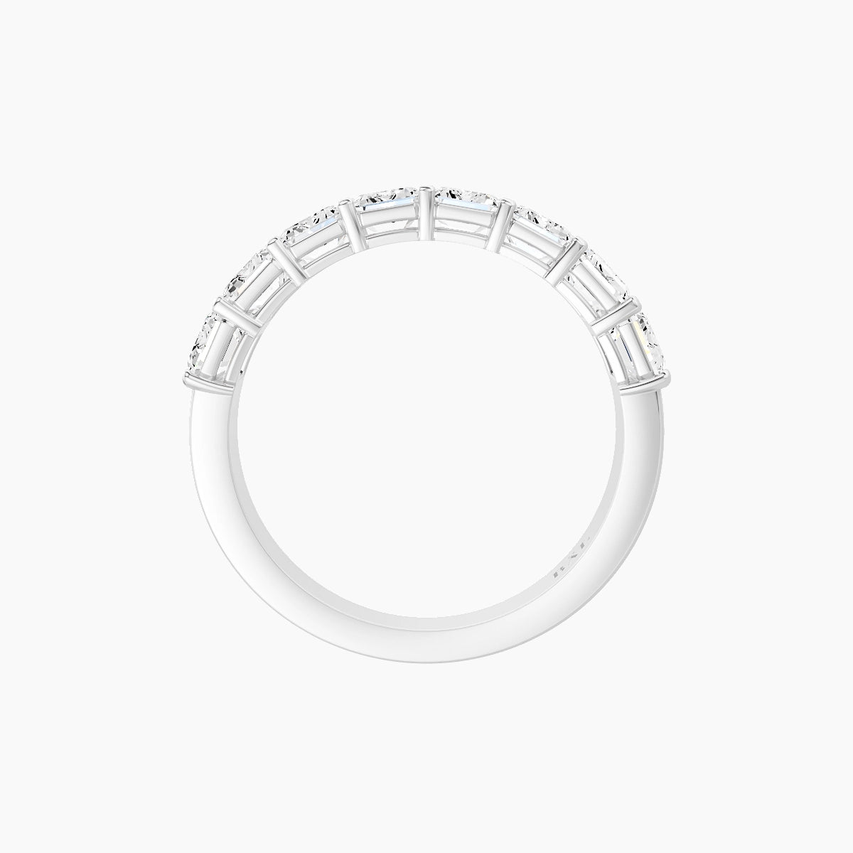 Half Eternity with Shared Prongs Ring | 18k White Gold 4.5 x 3.2 mm Emerald White Lab Diamond