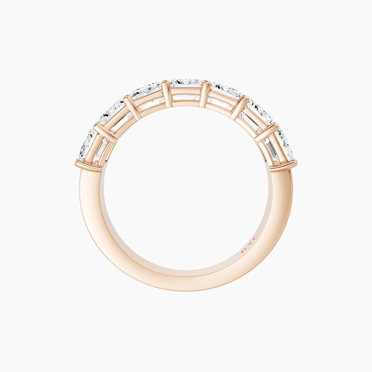 Half Eternity with Shared Prongs Ring | 18k Rose Gold 5.3 x 3.8 mm Emerald White Lab Diamond