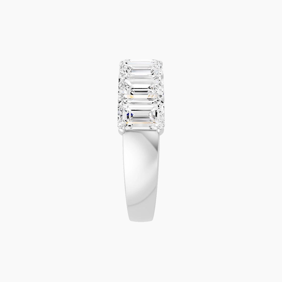 Half Eternity with Shared Prongs Ring | 18k White Gold 5.3 x 3.8 mm Emerald White Lab Diamond