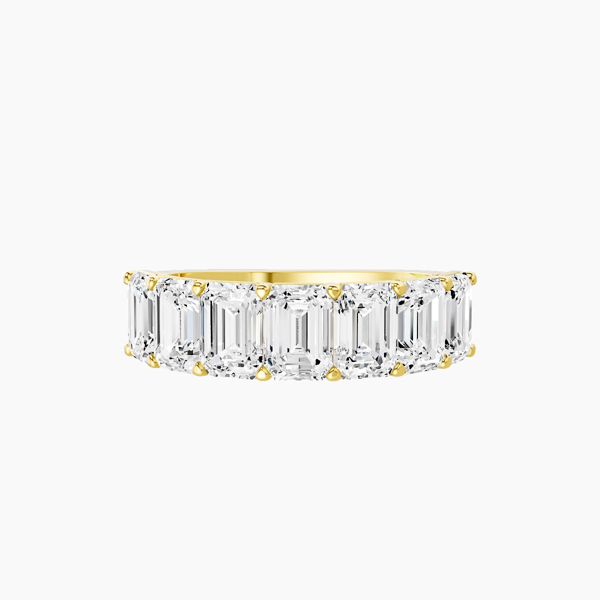 Half Eternity with Shared Prongs Ring | 18k Yellow Gold 5.3 x 3.8 mm Emerald White Lab Diamond