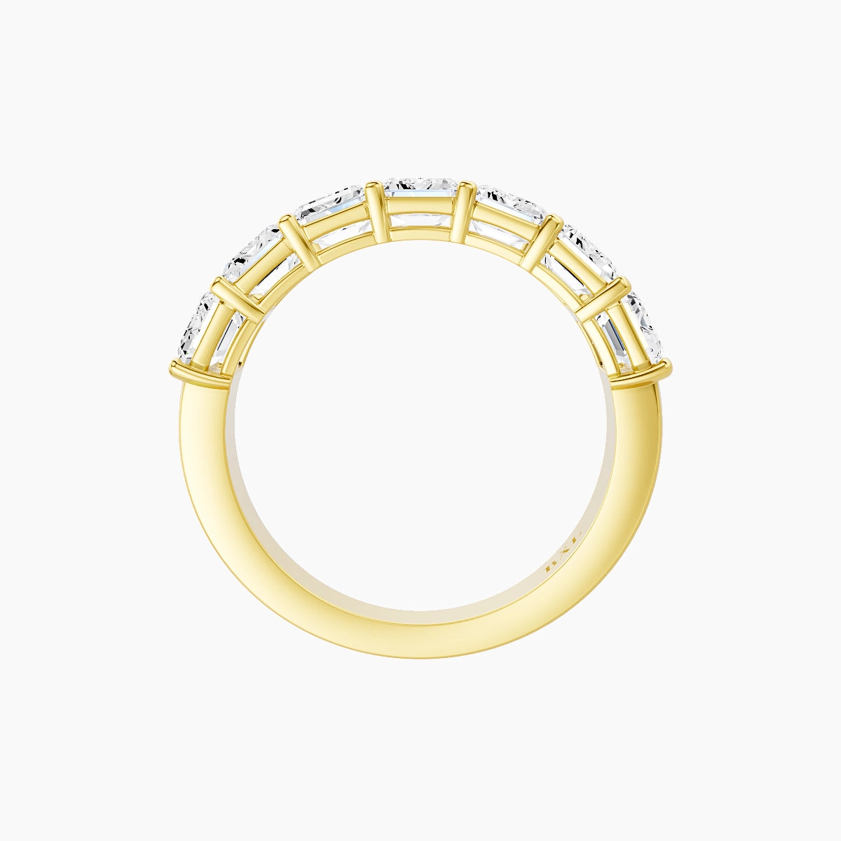 Half Eternity with Shared Prongs Ring | 18k Yellow Gold 5.3 x 3.8 mm Emerald White Lab Diamond