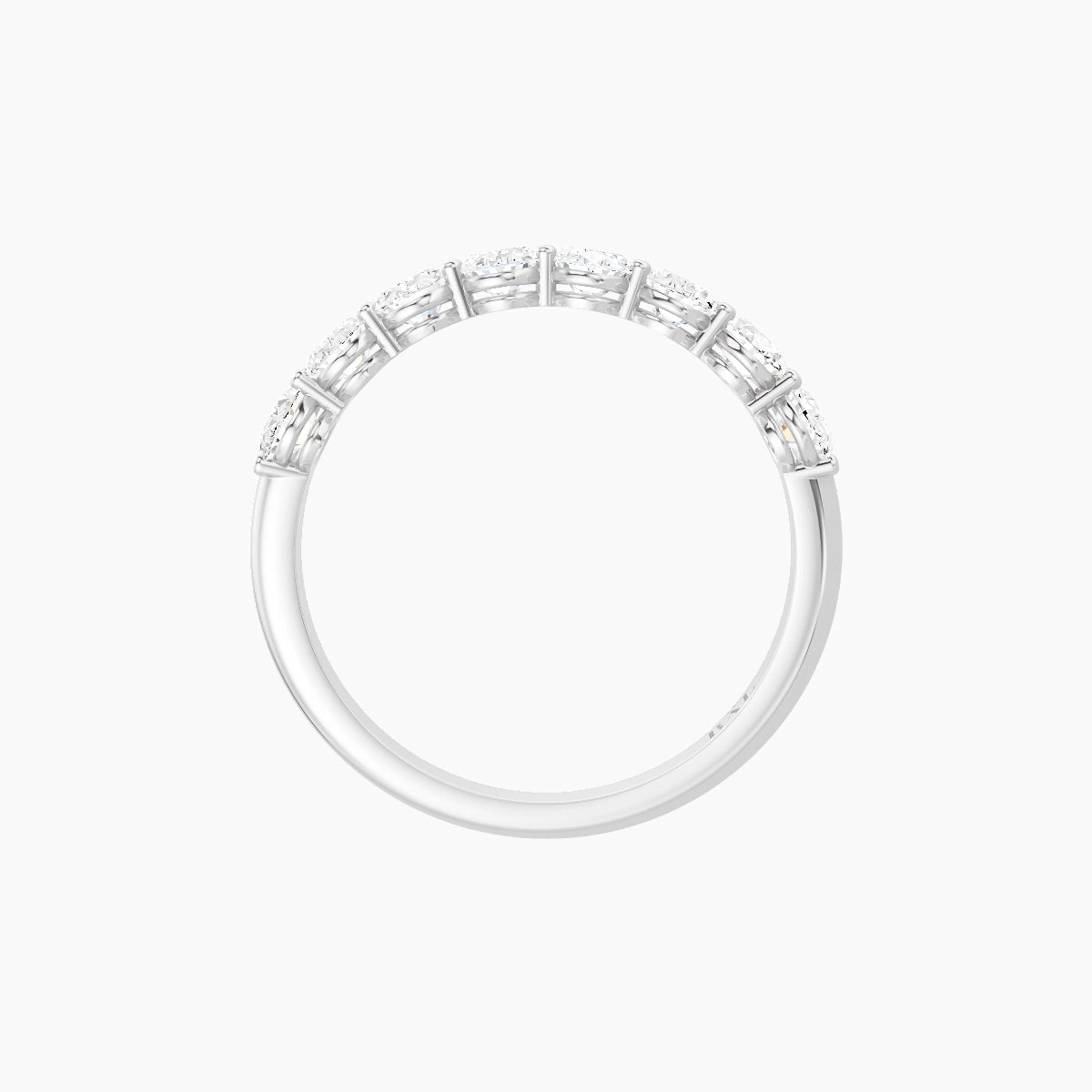 Half Eternity with Shared Prongs Ring | 18k White Gold 4.2 x 3 mm Oval White Lab Diamond