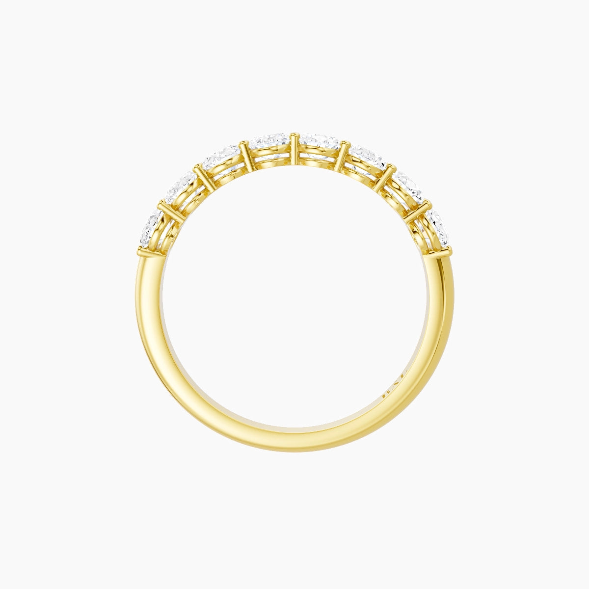 Half Eternity with Shared Prongs Ring | 18k Yellow Gold 4.2 x 3 mm Oval White Lab Diamond