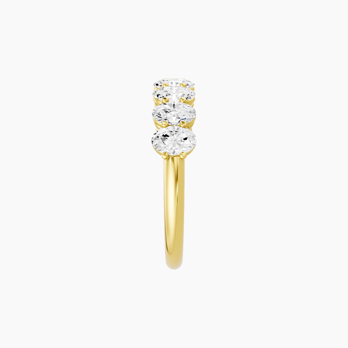 Half Eternity with Shared Prongs Ring | 18k Yellow Gold 4.2 x 3 mm Oval White Lab Diamond