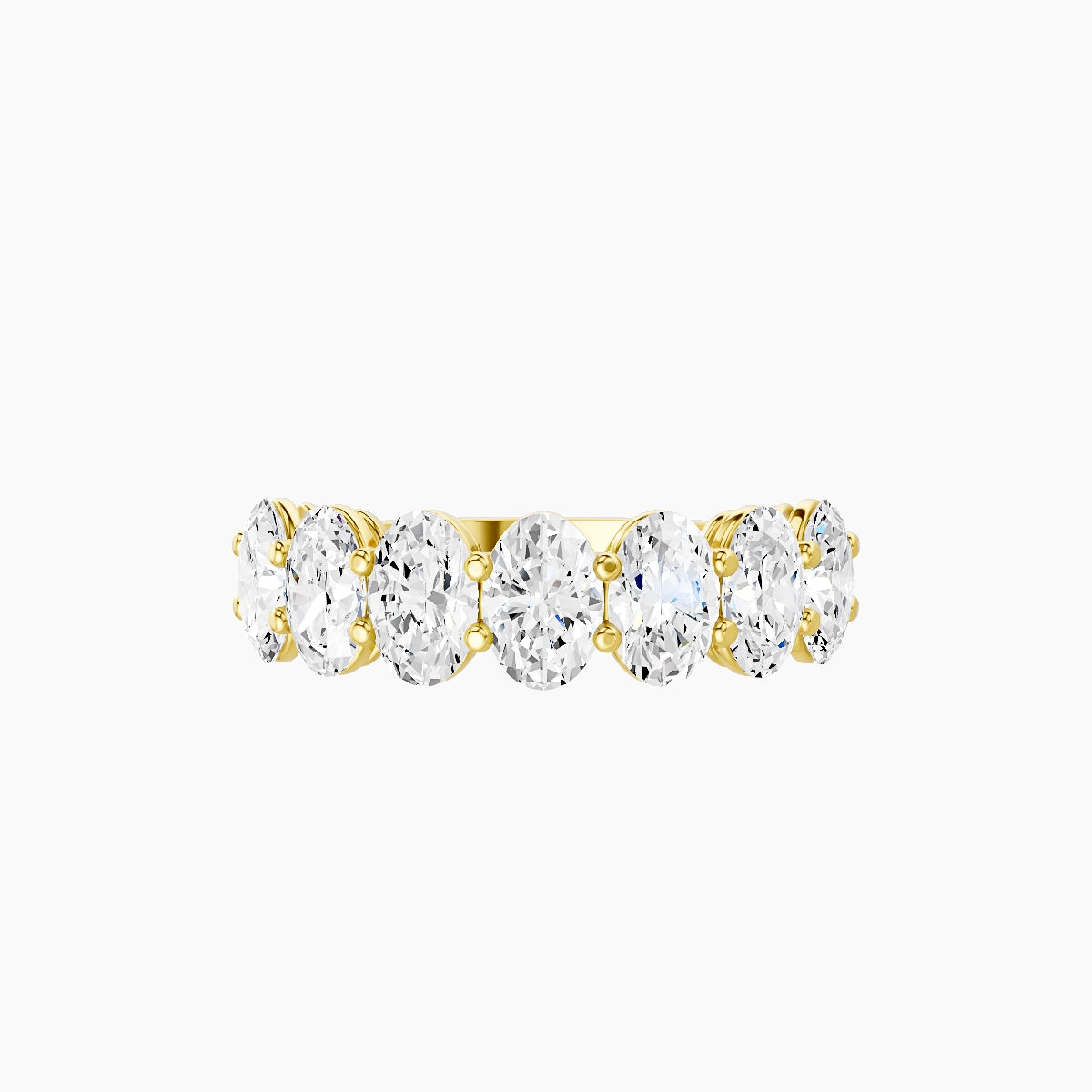 Half Eternity with Shared Prongs Ring | 18k Yellow Gold 5.4 x 3.8 mm Oval White Lab Diamond