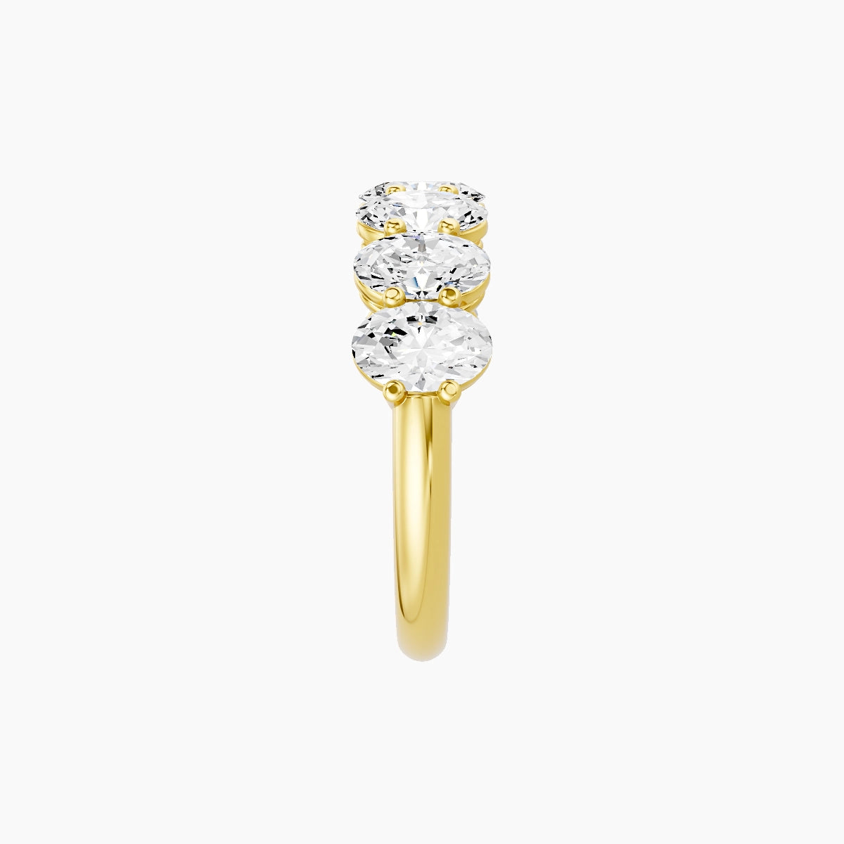 Half Eternity with Shared Prongs Ring | 18k Yellow Gold 5.4 x 3.8 mm Oval White Lab Diamond