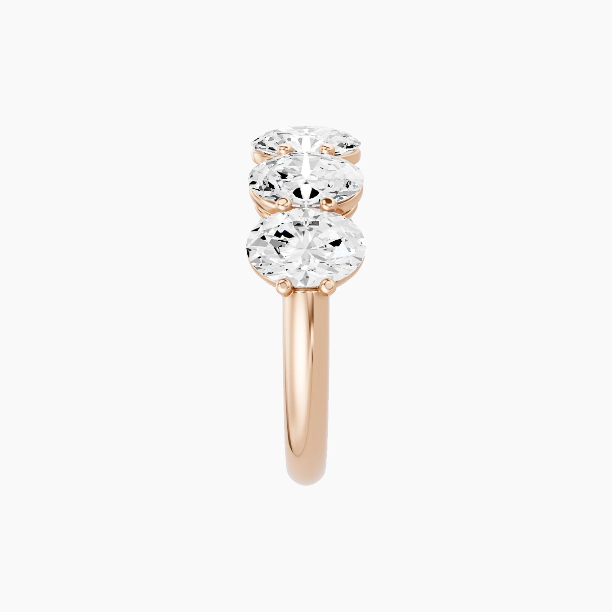 Half Eternity with Shared Prongs Ring | 18k Rose Gold 6.3 x 4.5 mm Oval White Lab Diamond