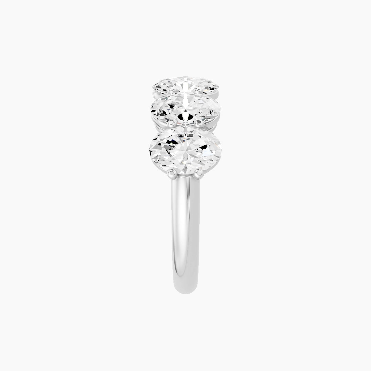 Half Eternity with Shared Prongs Ring | 18k White Gold 6.3 x 4.5 mm Oval White Lab Diamond