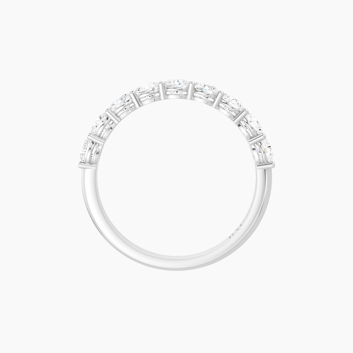 Half Eternity with Shared Prongs Ring | 18k White Gold 3 mm Round White Lab Diamond