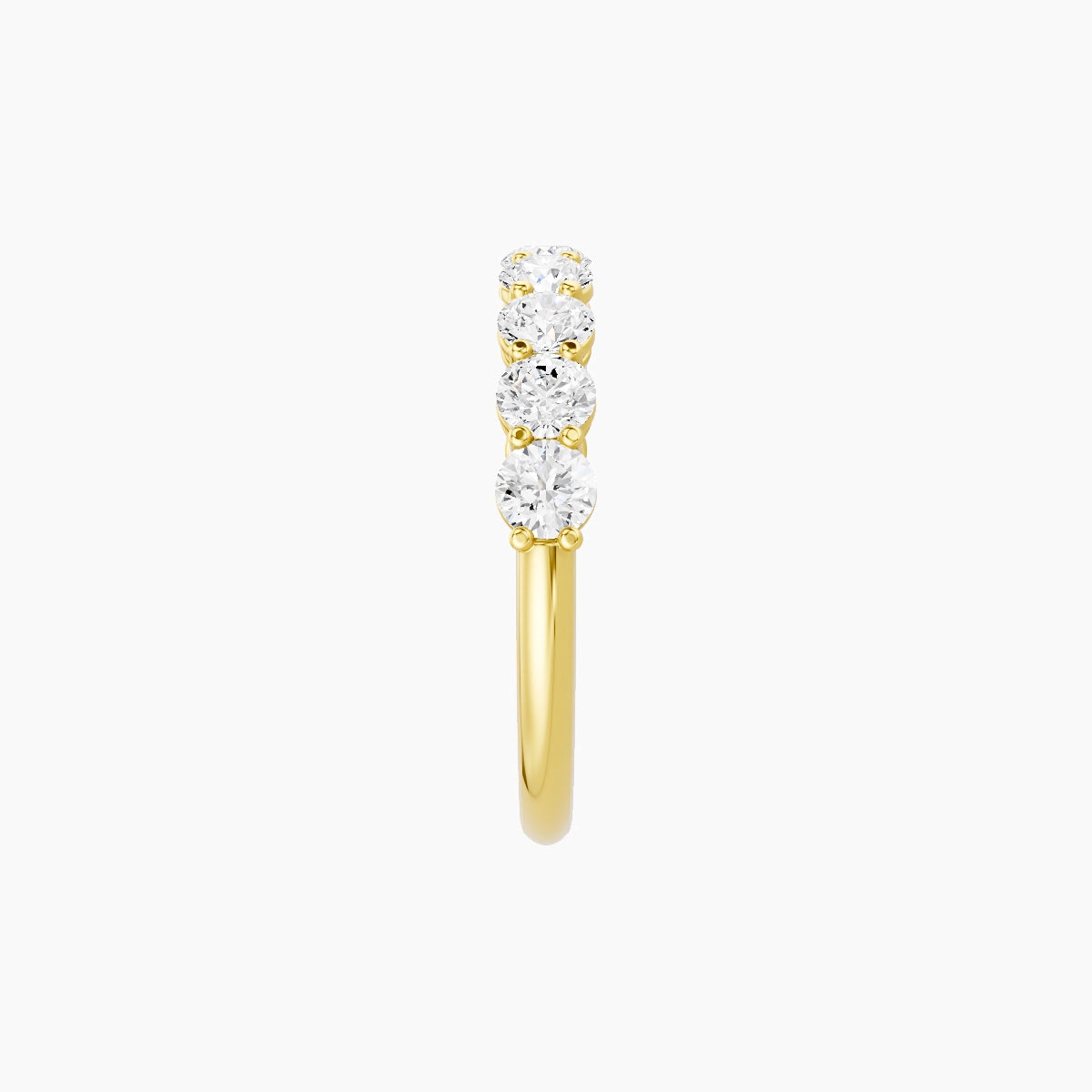 Half Eternity with Shared Prongs Ring | 18k Yellow Gold 3 mm Round White Lab Diamond