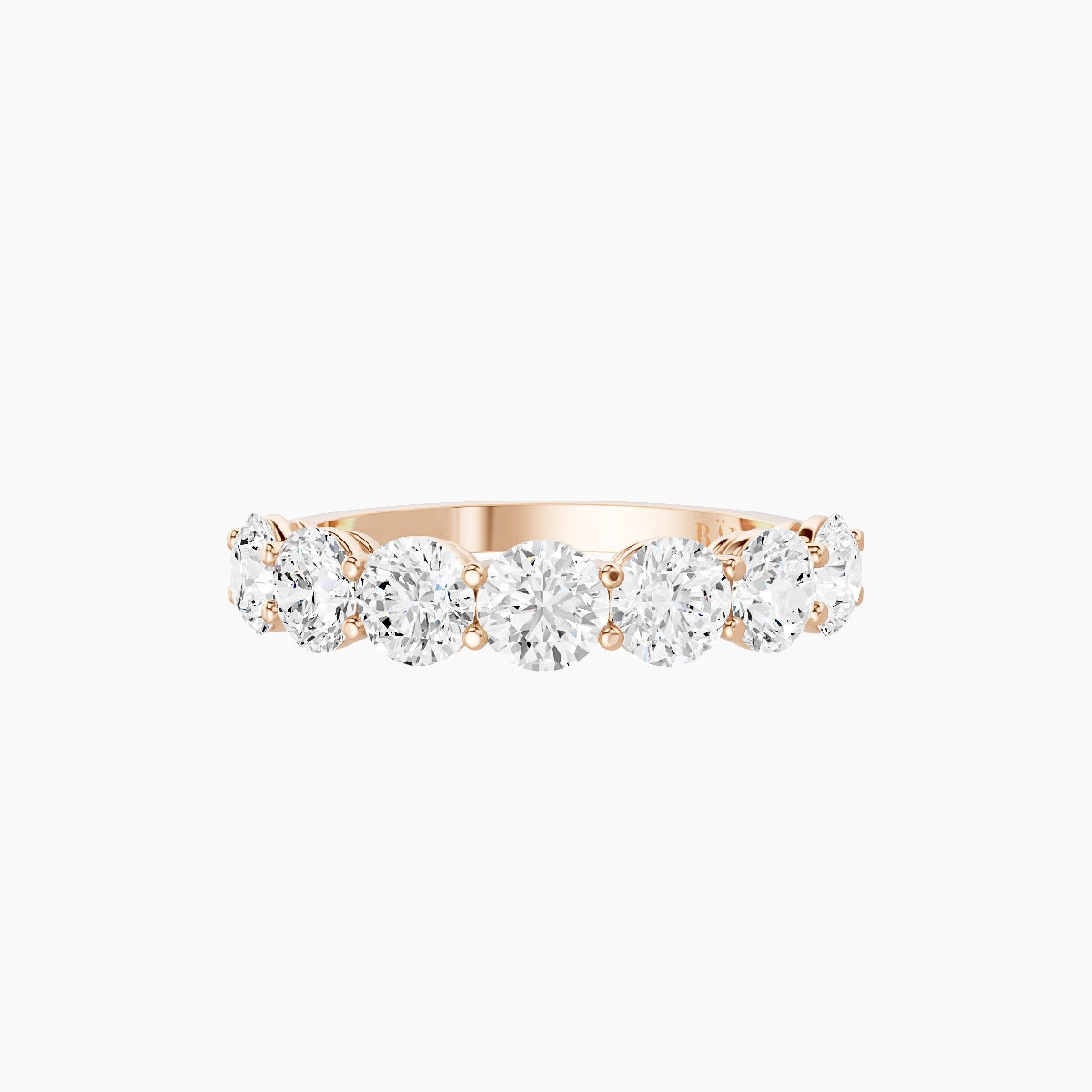 Half Eternity with Shared Prongs Ring | 18k Rose Gold 4 mm Round White Lab Diamond