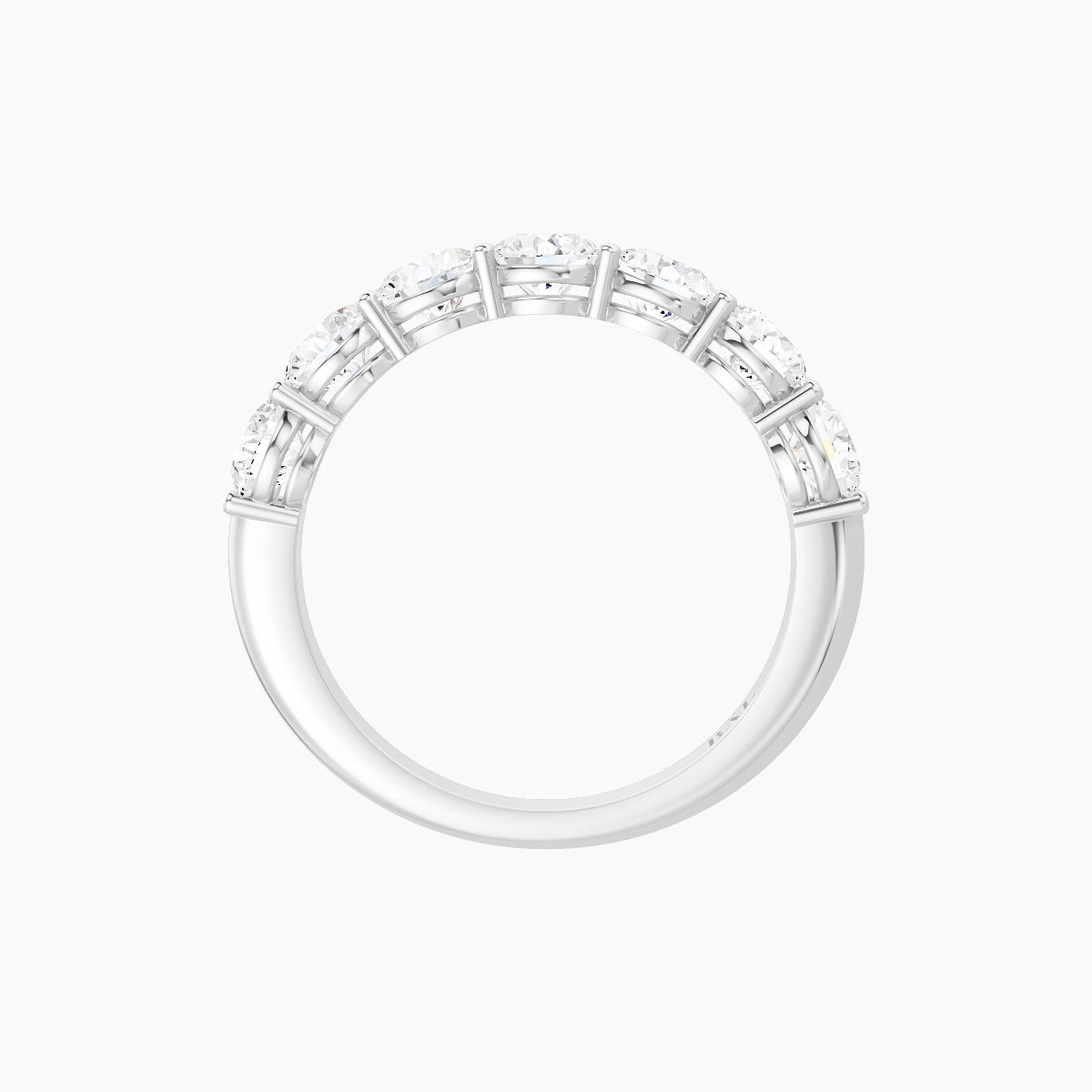 Half Eternity with Shared Prongs Ring | 18k White Gold 4 mm Round White Lab Diamond