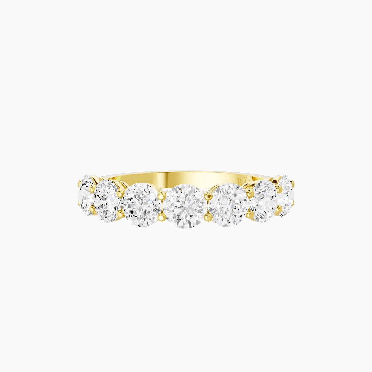 Half Eternity with Shared Prongs Ring | 18k Yellow Gold 4 mm Round White Lab Diamond