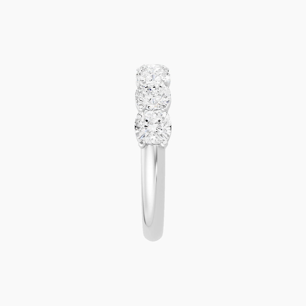 Half Eternity Ring | 18k White Gold 3.8 x 3.8 mm Square Cushion White Lab Diamond with Shared Prongs