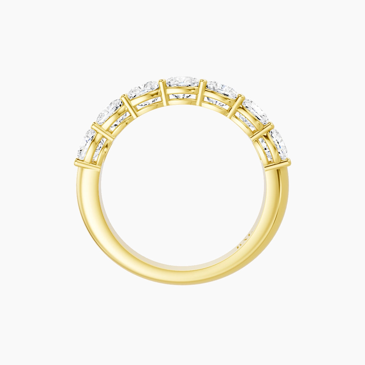 Half Eternity Ring | 18k Yellow Gold 3.8 x 3.8 mm Square Cushion White Lab Diamond with Shared Prongs