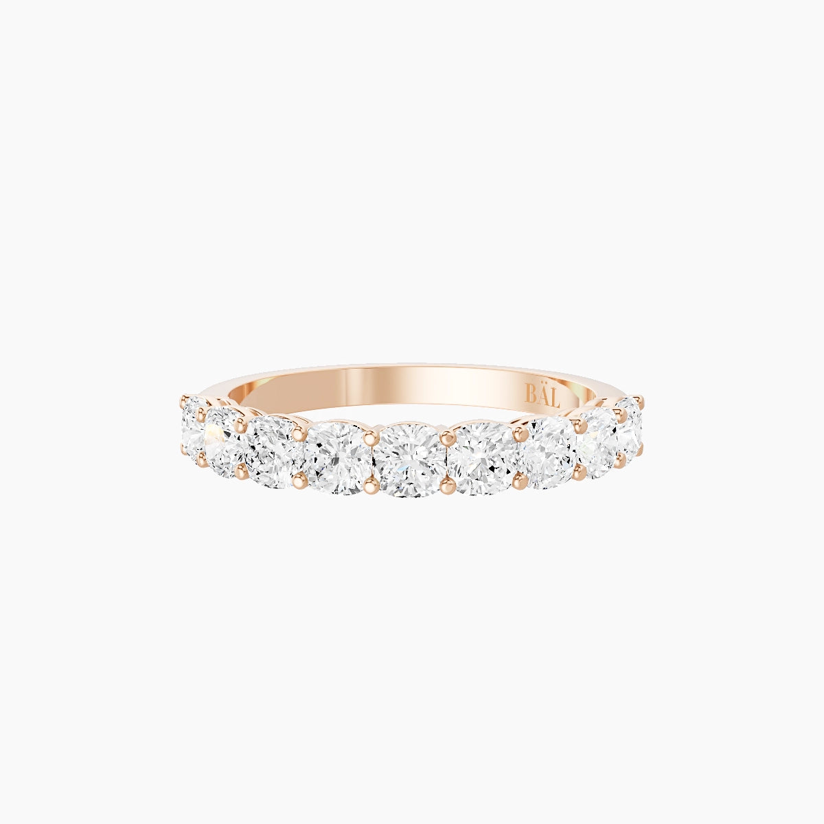 Half Eternity Ring | 18k Rose Gold 3 x 3 mm Square Cushion White Lab Diamond with Shared Prongs