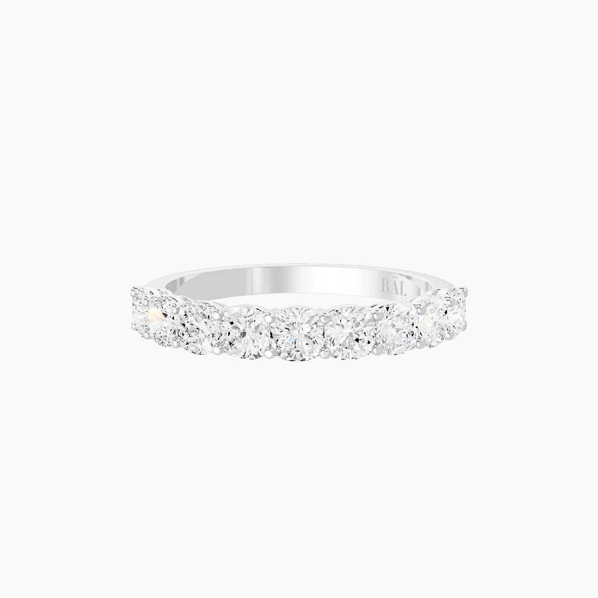 Half Eternity Ring | 18k White Gold 3 x 3 mm Square Cushion White Lab Diamond with Shared Prongs