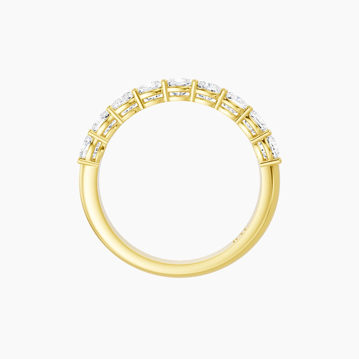 Half Eternity Ring | 18k Yellow Gold 3 x 3 mm Square Cushion White Lab Diamond with Shared Prongs