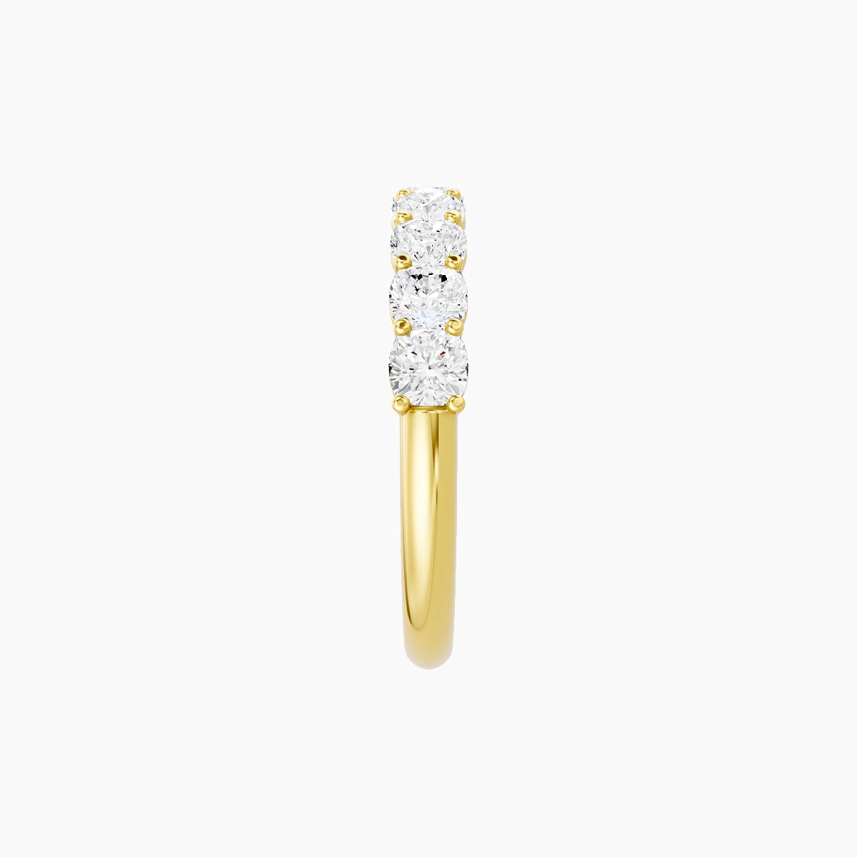 Half Eternity Ring | 18k Yellow Gold 3 x 3 mm Square Cushion White Lab Diamond with Shared Prongs