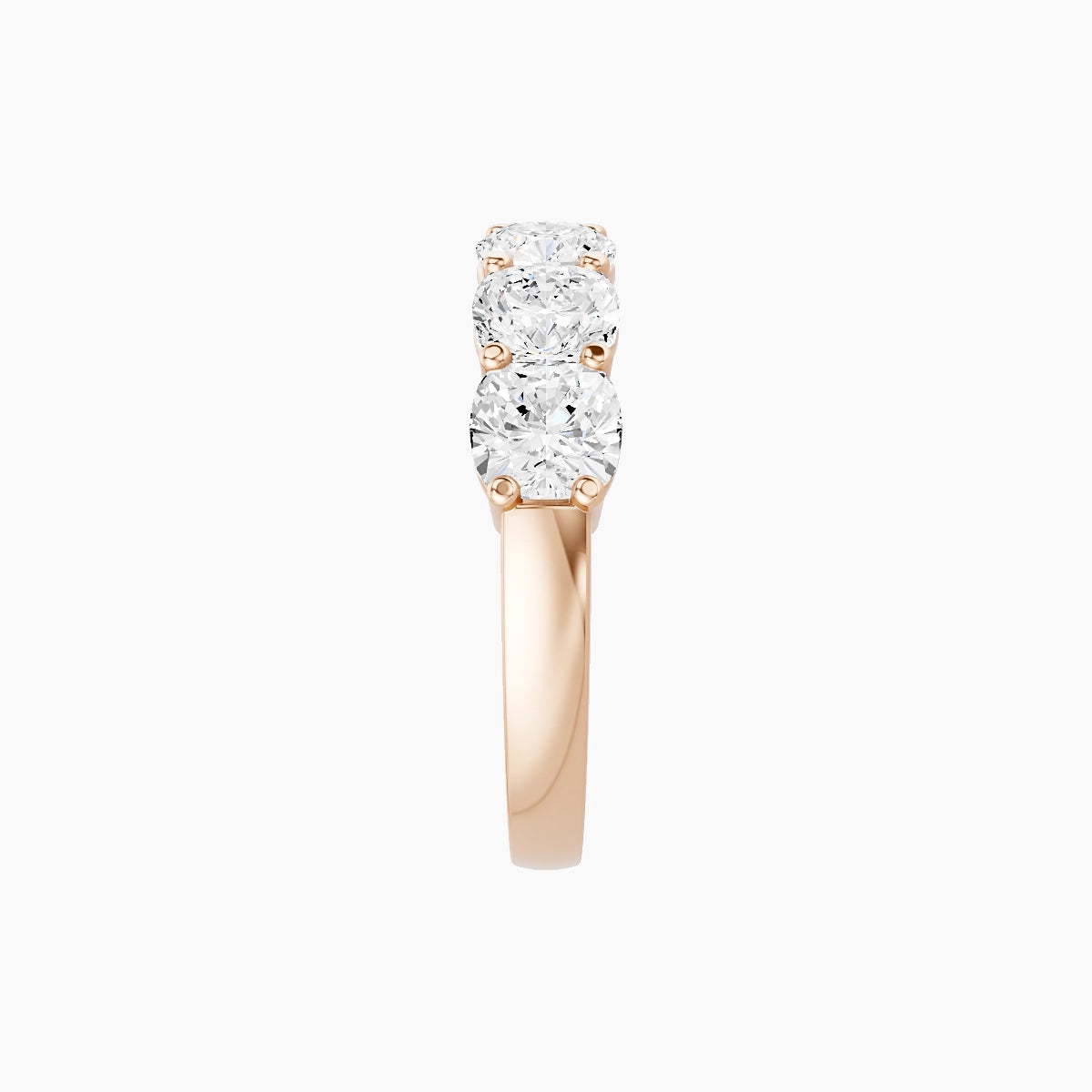 Half Eternity Ring | 18k Rose Gold 4.5 x 4.5 mm Square Cushion White Lab Diamond with Shared Prongs