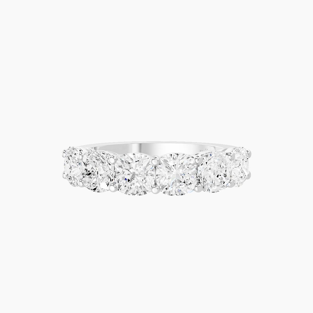 Half Eternity Ring | 18k White Gold 4.5 x 4.5 mm Square Cushion White Lab Diamond with Shared Prongs