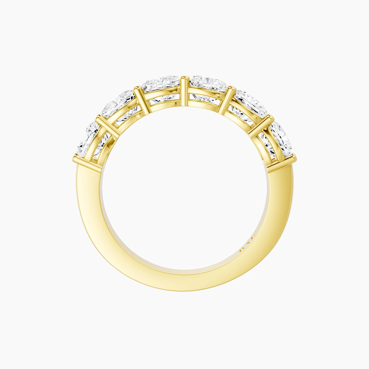 Half Eternity Ring | 18k Yellow Gold 4.5 x 4.5 mm Square Cushion White Lab Diamond with Shared Prongs