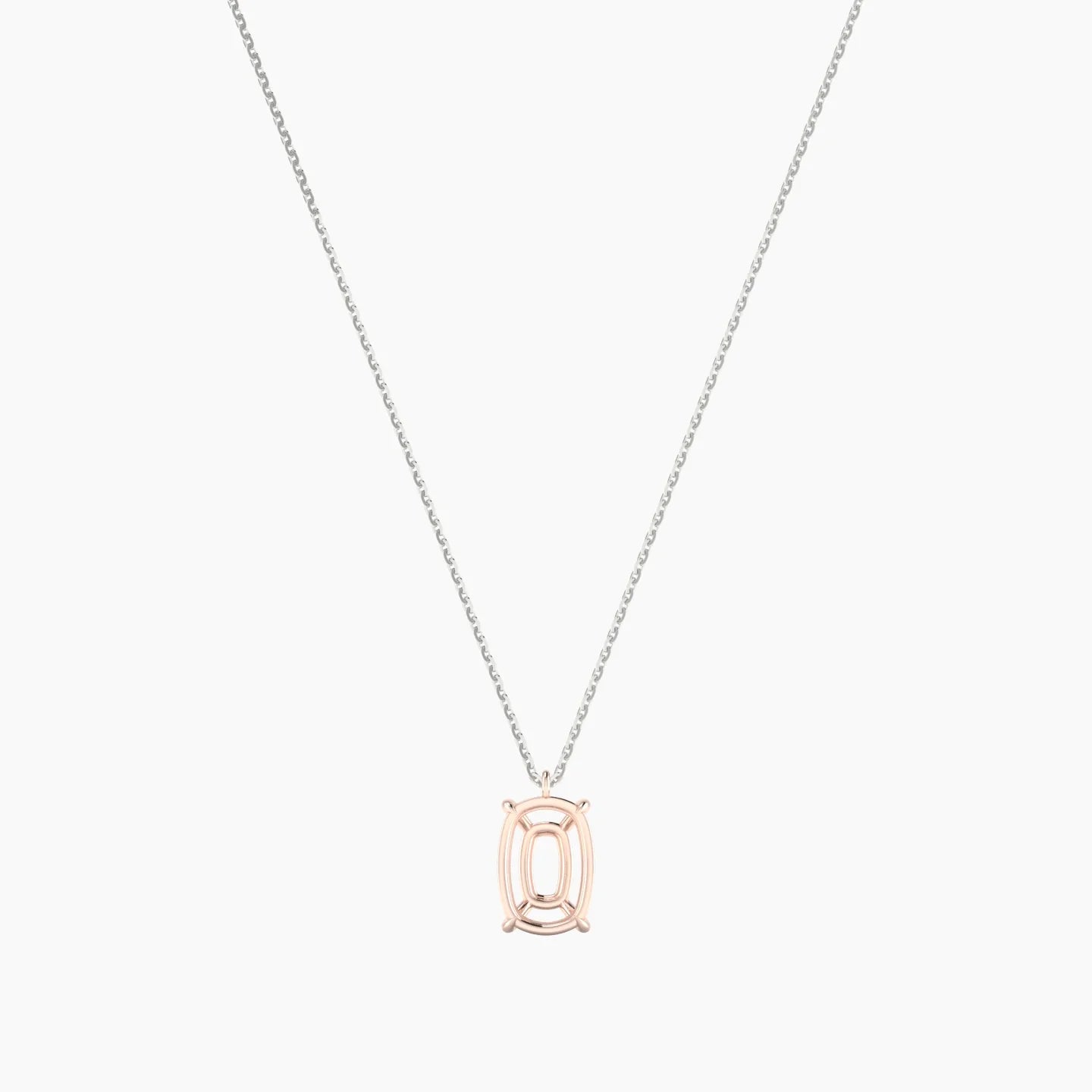 Hanging Solitaire | 18k White & Rose Gold 3-4.99 ct Cushion Cut Pendant Setting
