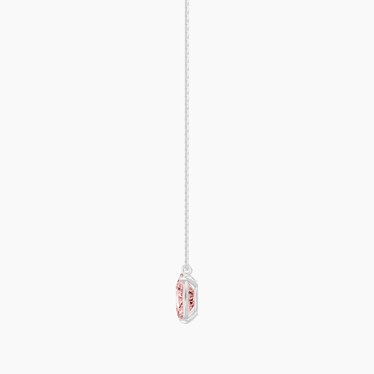 Hanging Solitaire | 18k White Gold 3 ct Pink Lab Diamond Cushion Pendant