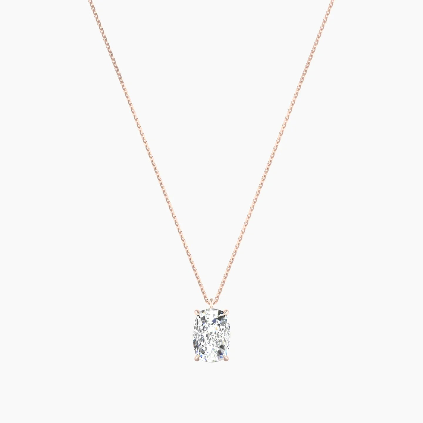 Hanging Solitaire | 18k Rose Gold 3 ct Lab Diamond Cushion Cut Pendant