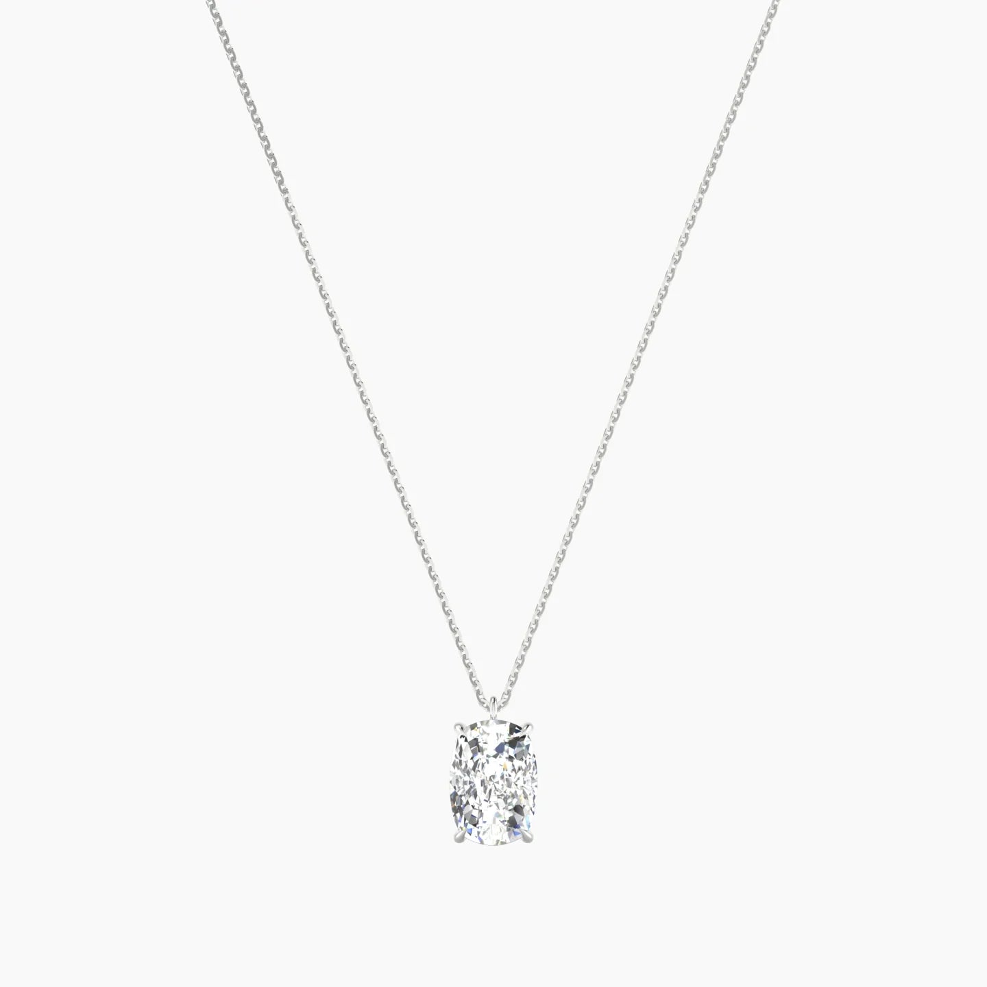 Hanging Solitaire | 18k White Gold 3 ct Lab Diamond Cushion Cut Pendant