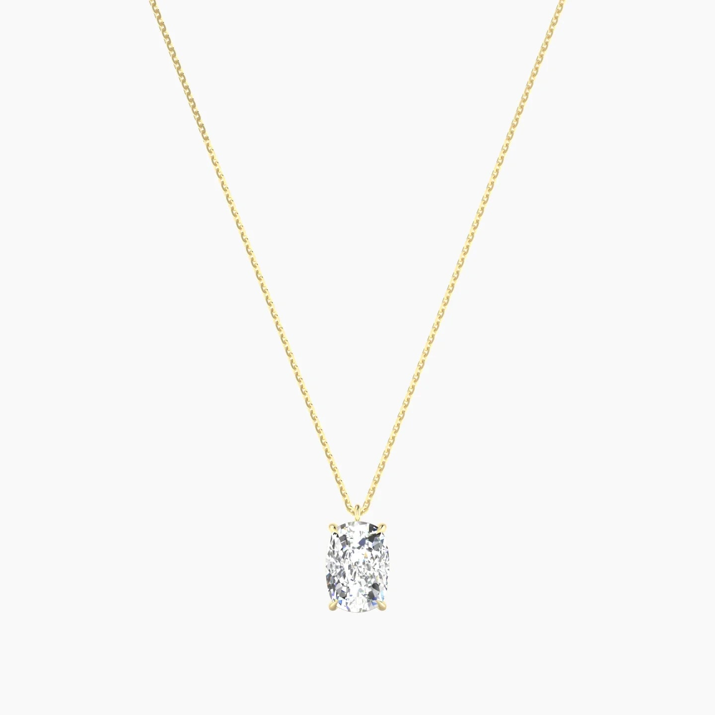 Hanging Solitaire | 18k Yellow Gold 3 ct Lab Diamond Cushion Cut Pendant